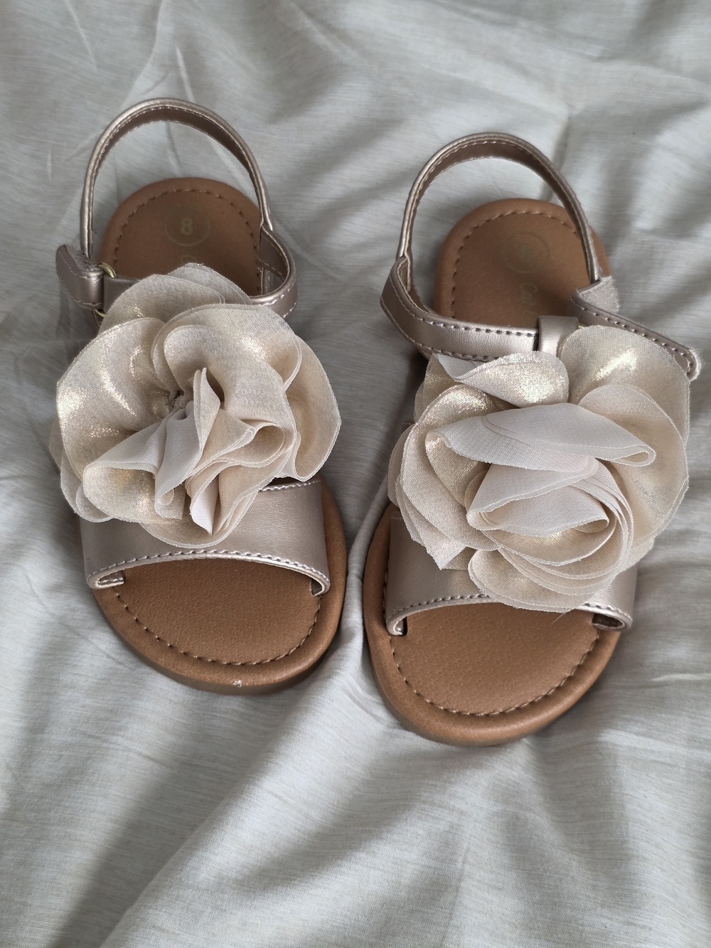 Cat & Jack Toddler Rose Gold Floral Strap Sandals